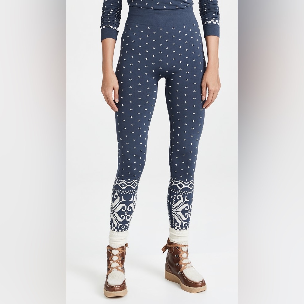 Sweaty Betty Fair Isle Base Layer Leggings in Deep Blue